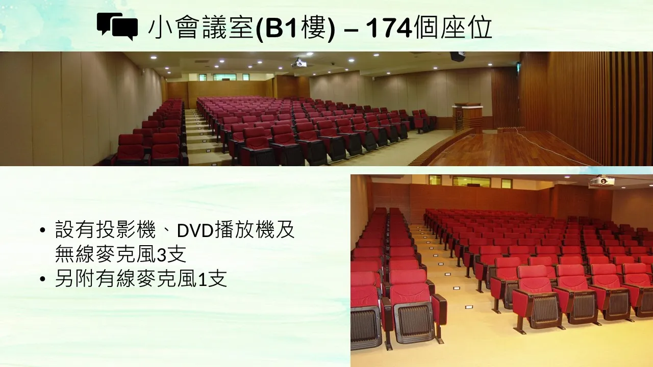 小會議室(B1樓)–174個座位